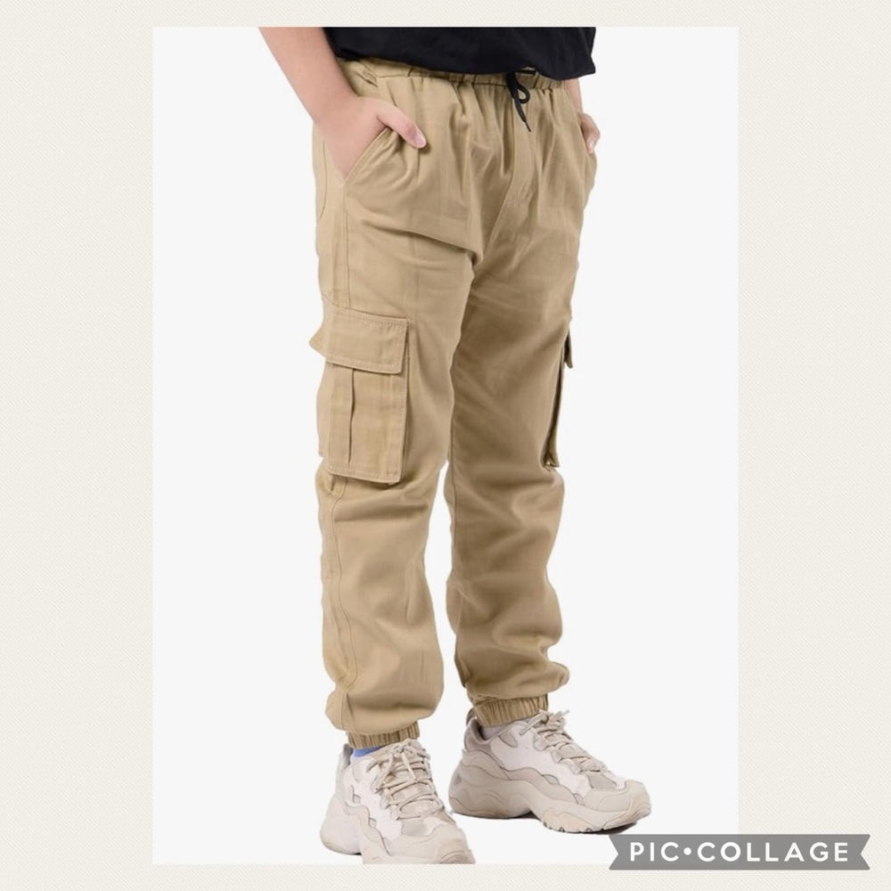 Back To School NWT Boys Tan iEFiEL Easy Forever Cargo Pants Size 14 NIP